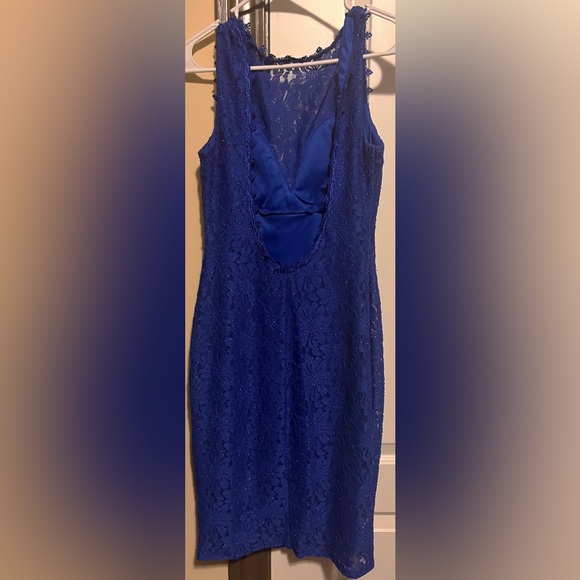 Lace Royal Blue Backless Cocktail Dress - Picture 2 of 3